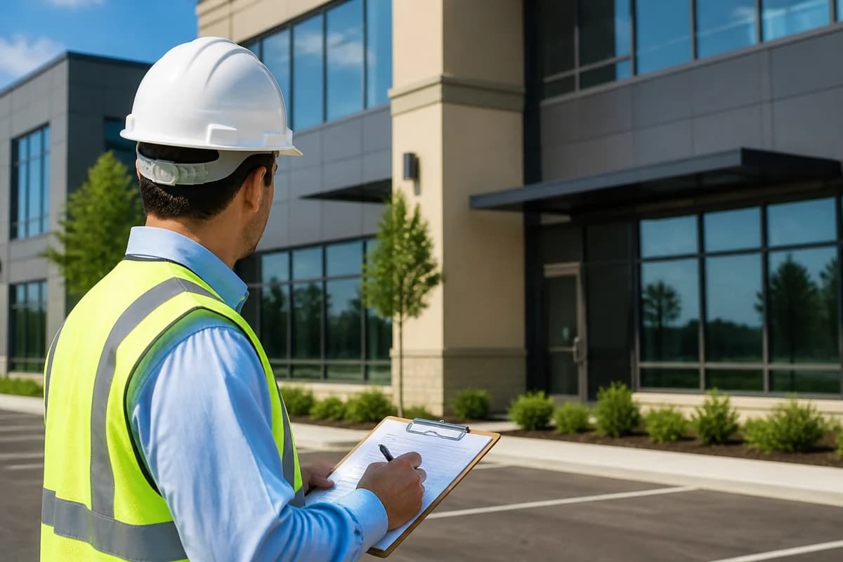 Inspector reviewing a commercial building