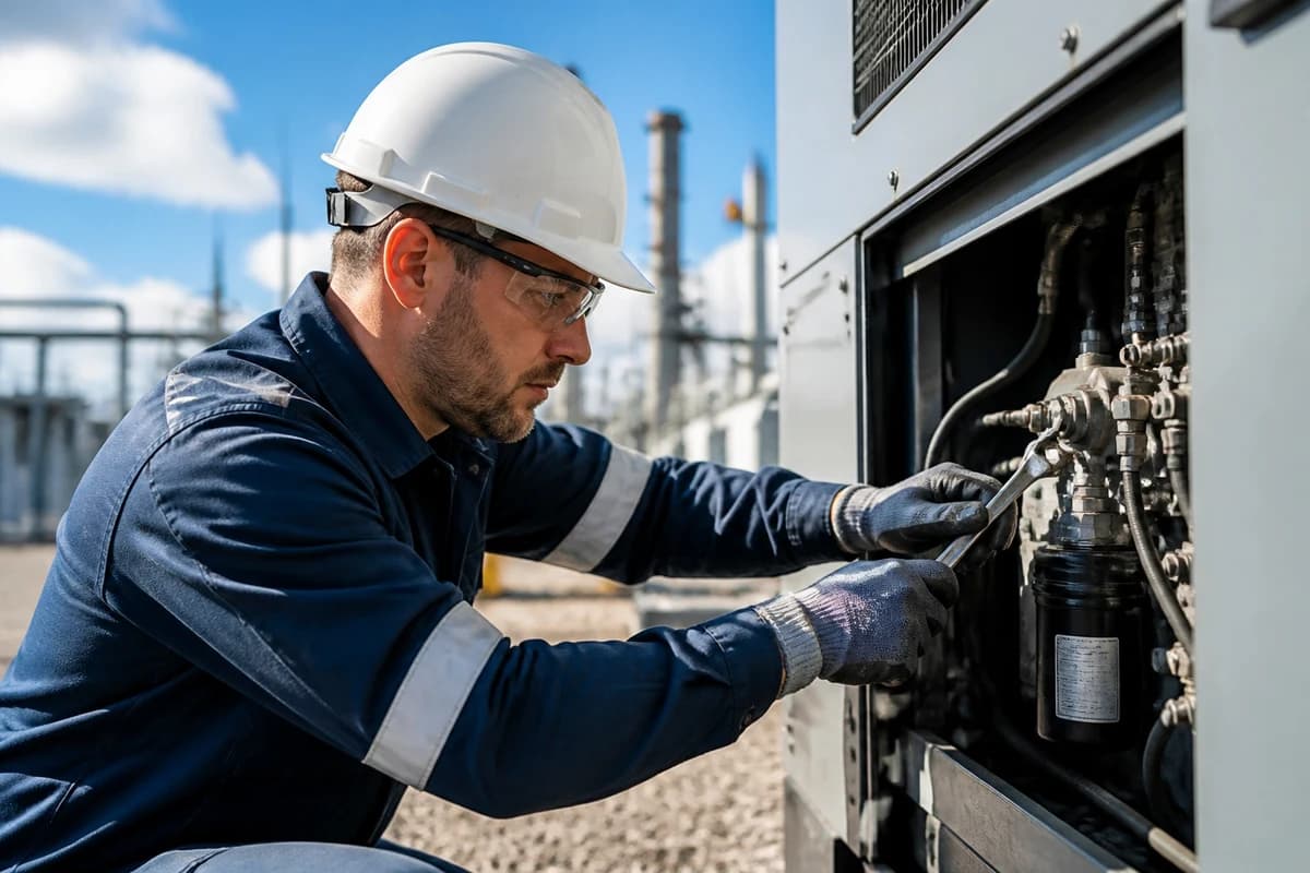 Technician working on equipment