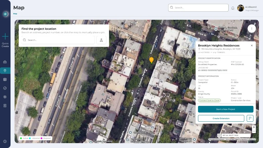 Map-based work management interface